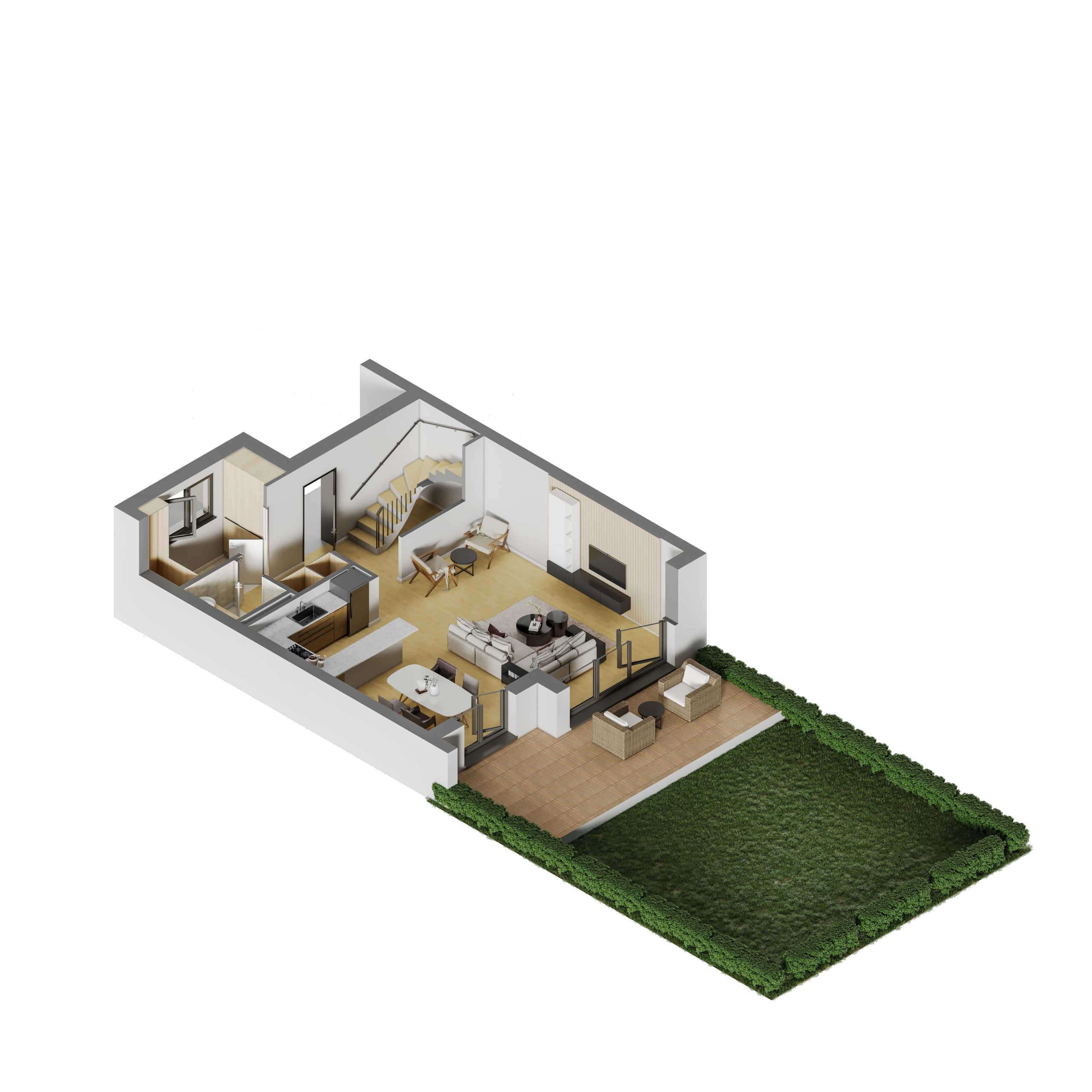 Casa B-3D plan parter